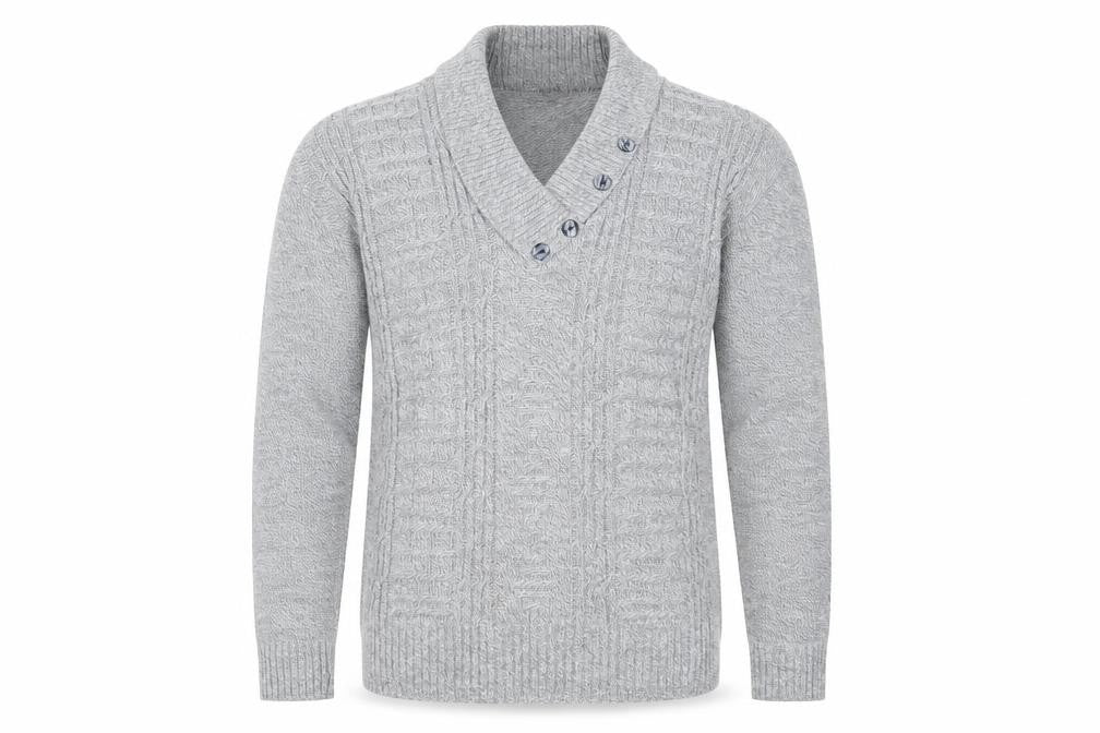 Bellisimo Mens Grey V-Neck Acrylic Pullover Jumper Size S Long Sleeve