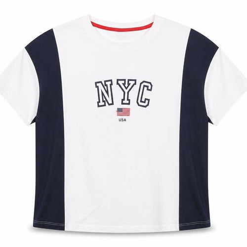 Divided Womens White Striped Cotton Basic T-Shirt Size M Round Neck - NYC
