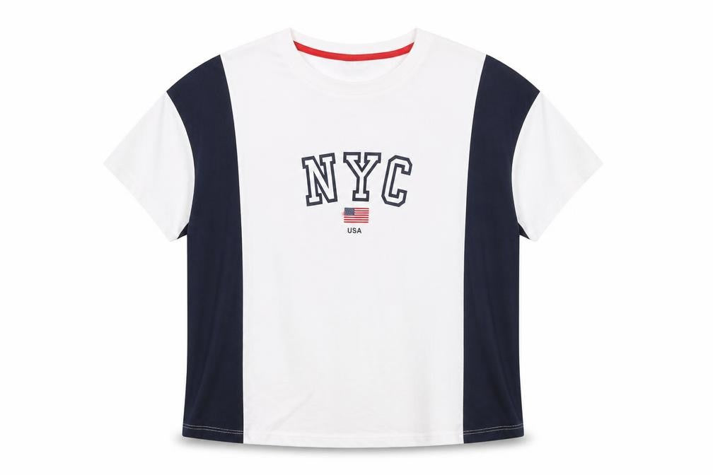 Divided Womens White Striped Cotton Basic T-Shirt Size M Round Neck - NYC