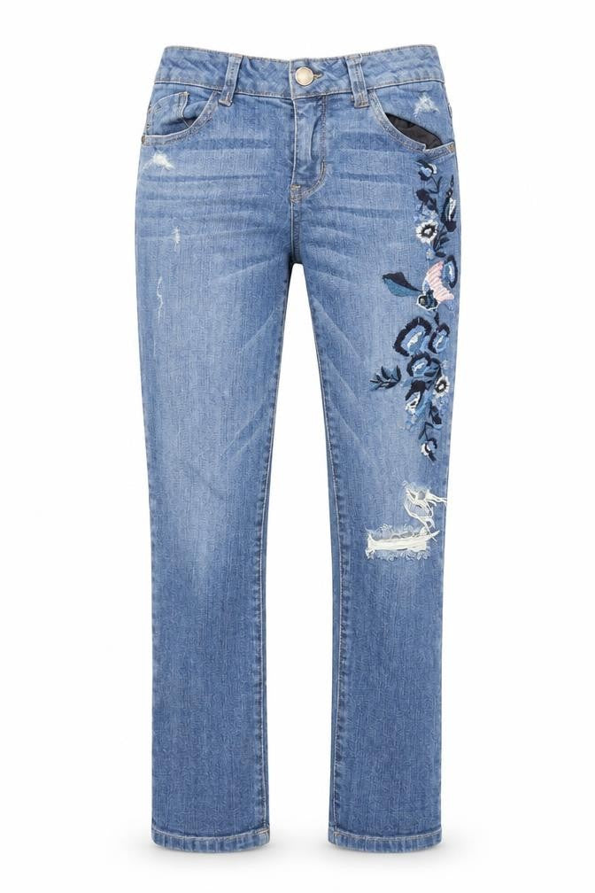 Democracy Womens Blue Cotton Straight Jeans Size 4 Regular Zip