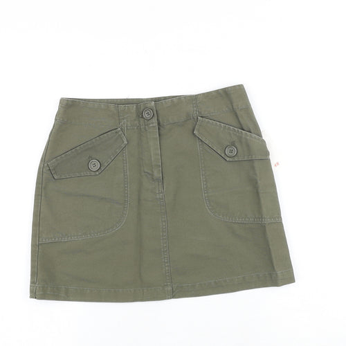 H&M Womens Green Cotton Cargo Skirt Size 8 Zip