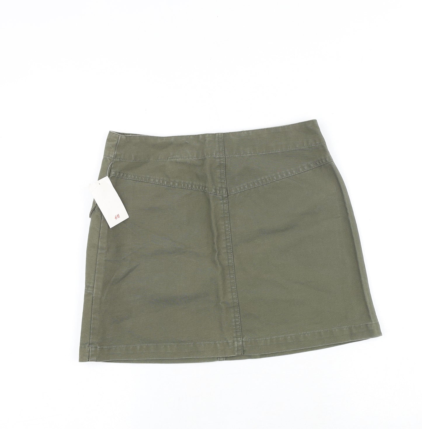 H&M Womens Green Cotton Cargo Skirt Size 8 Zip
