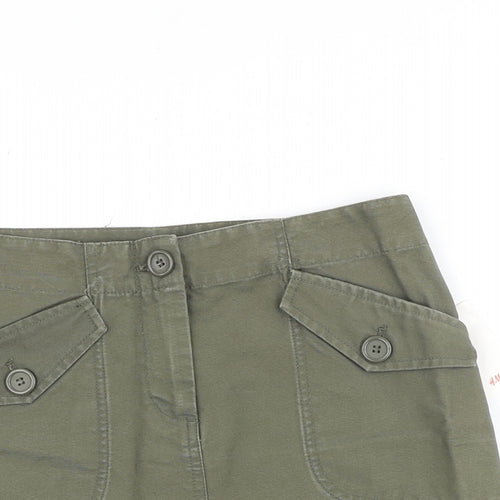 H&M Womens Green Cotton Cargo Skirt Size 8 Zip