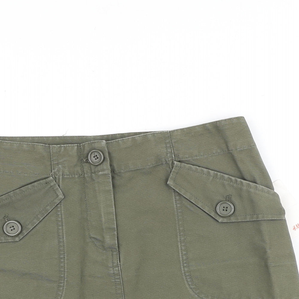 H&M Womens Green Cotton Cargo Skirt Size 8 Zip