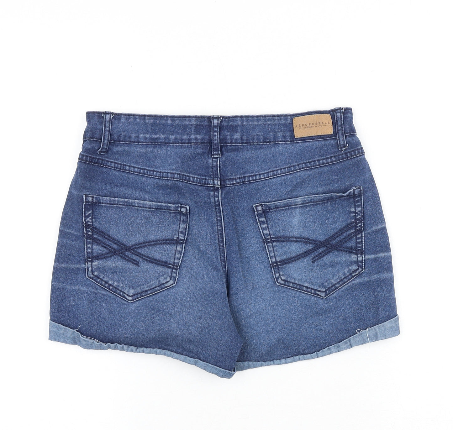 Aeropostale Womens Blue 100% Cotton Boyfriend Shorts Size 27 in Regular Zip
