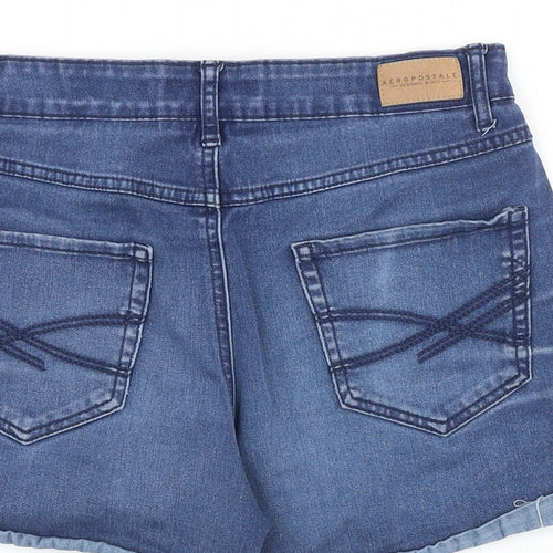 Aeropostale Womens Blue 100% Cotton Boyfriend Shorts Size 27 in Regular Zip
