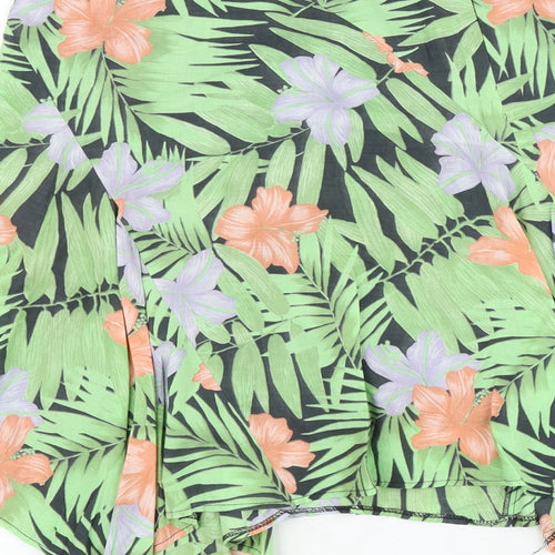 ONE Womens Multicoloured Floral Cotton Swing Skirt Size 16 Zip