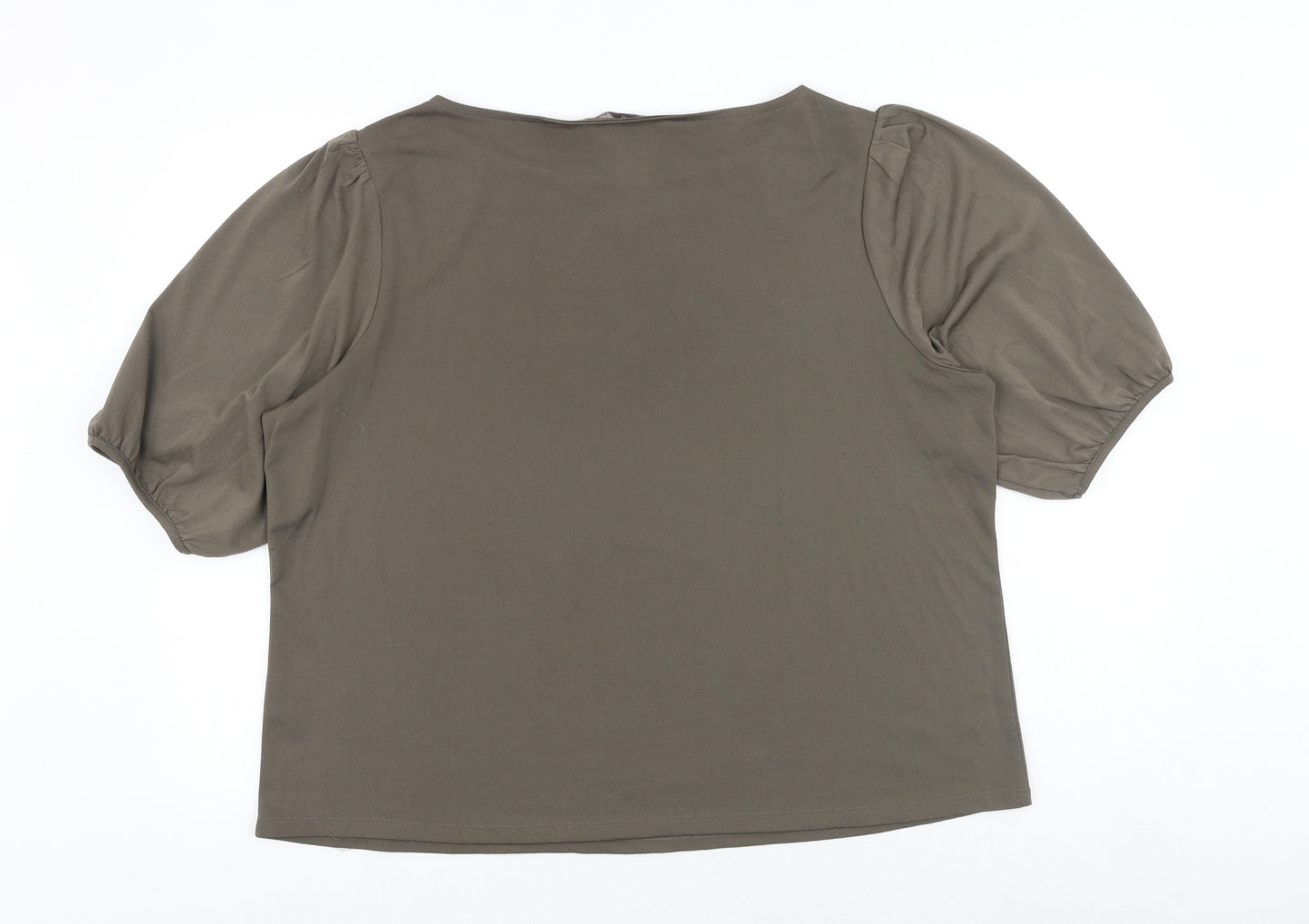 H&M Womens Brown Polyester Basic T-Shirt Size XL Boat Neck
