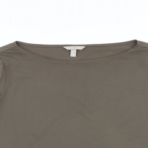 H&M Womens Brown Polyester Basic T-Shirt Size XL Boat Neck