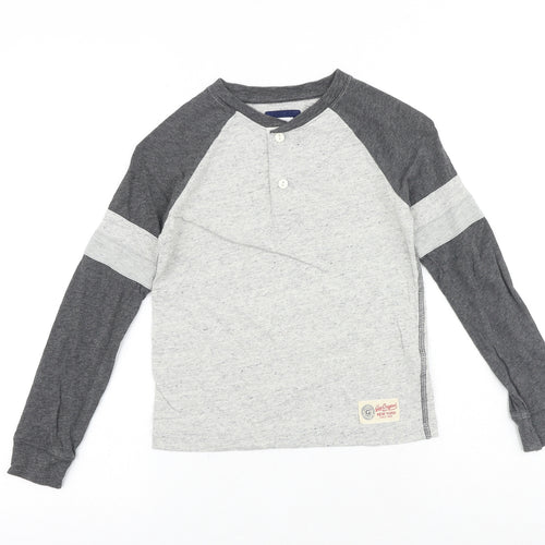 Gap Boys Grey Colourblock 100% Cotton Basic Casual Size S Round Neck Button