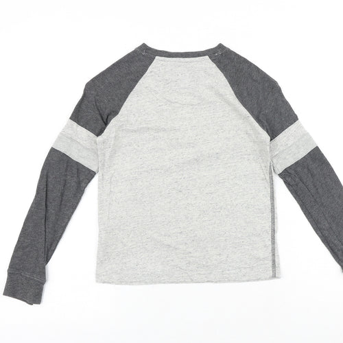 Gap Boys Grey Colourblock 100% Cotton Basic Casual Size S Round Neck Button