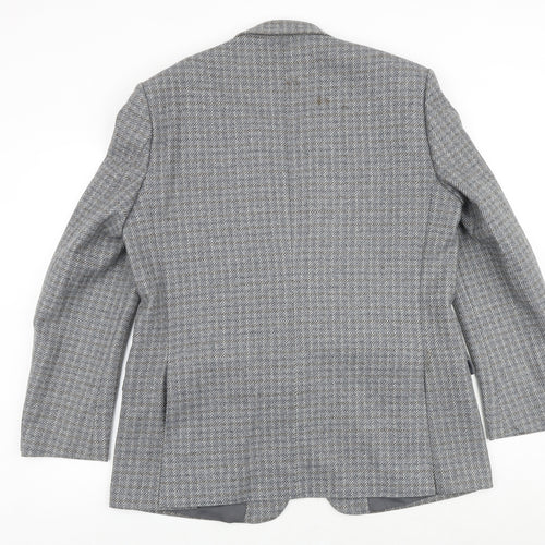 Burton Mens Grey Geometric Wool Jacket Blazer Size 46 Regular