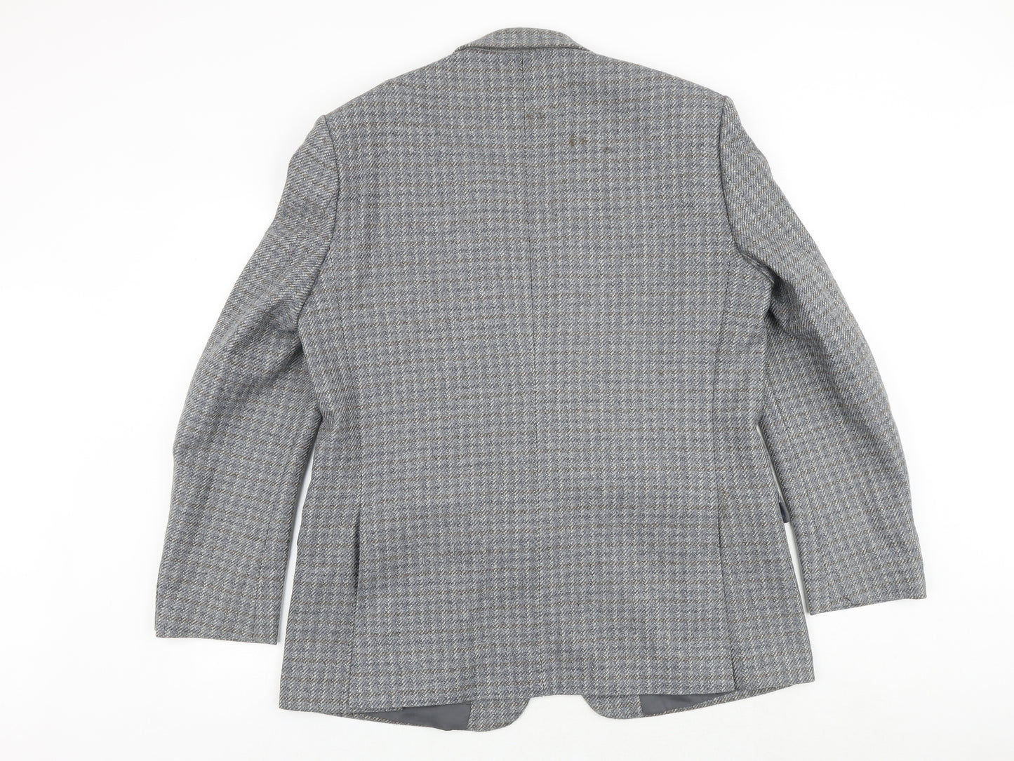 Burton Mens Grey Geometric Wool Jacket Blazer Size 46 Regular