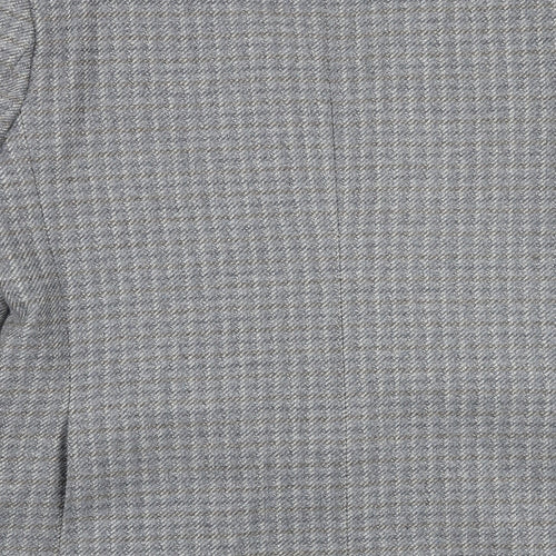 Burton Mens Grey Geometric Wool Jacket Blazer Size 46 Regular