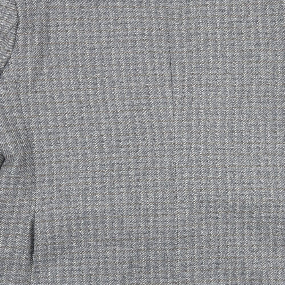 Burton Mens Grey Geometric Wool Jacket Blazer Size 46 Regular