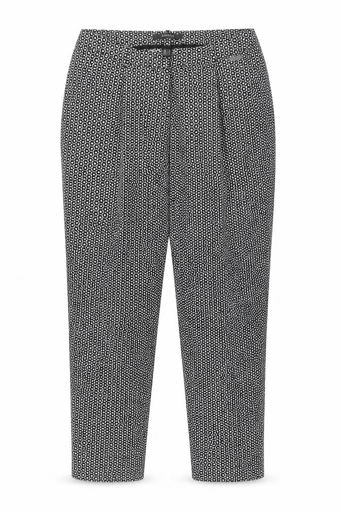 ESPRIT Womens Black Geometric Polyester Trousers Size 10 Regular Zip