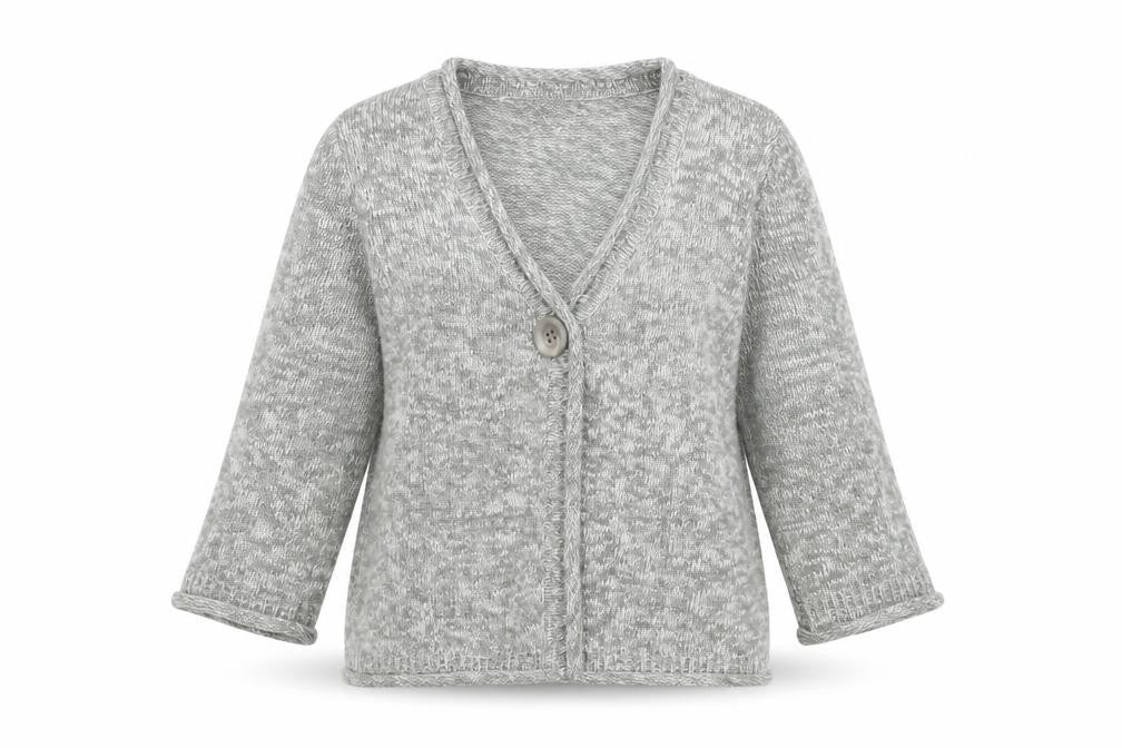 Front view of Wallis women’s grey v-neck acrylic jumper, size L