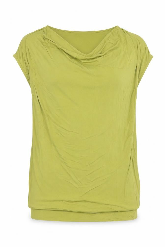 Classiques Enrier Womens Green Viscose Basic T-Shirt Size XS Cowl Neck