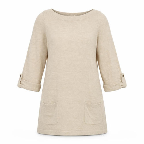 Marks and Spencer Womens Beige Round Neck Acrylic Pullover Jumper Size 12