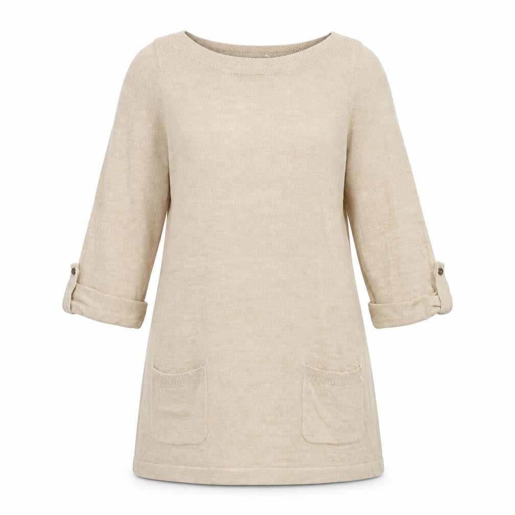 Marks and Spencer Womens Beige Round Neck Acrylic Pullover Jumper Size 12