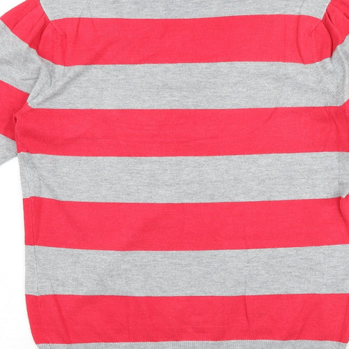 Planet Womens Grey Scoop Neck Striped Nylon Pullover Jumper Size XS Pullover