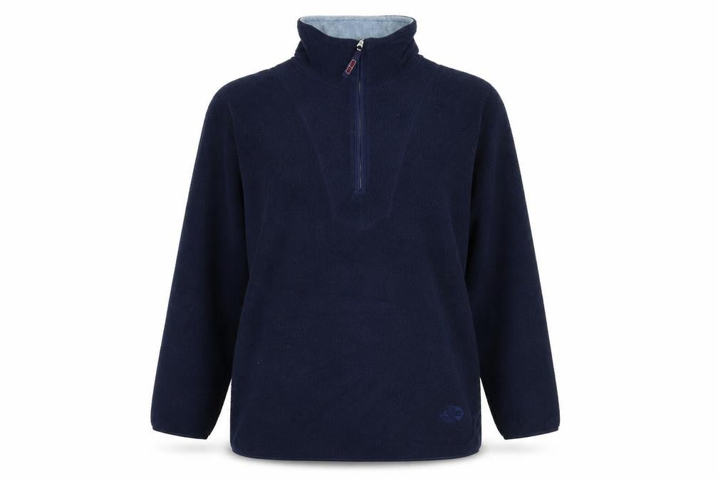 Front view of Authentic women’s blue polyester pullover sweatshirt, size UK 14, zip