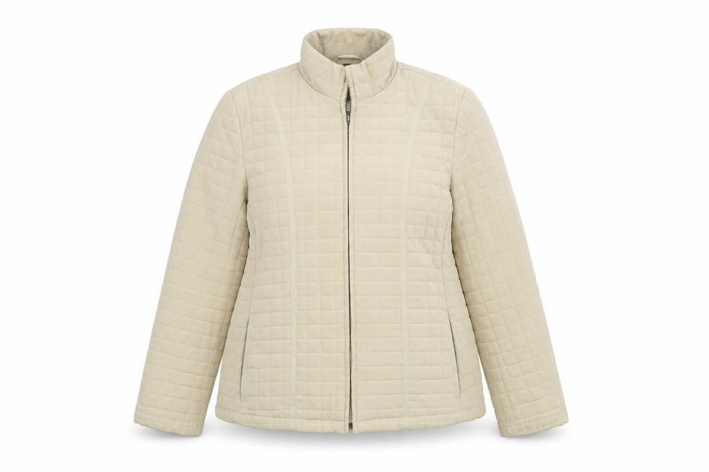 Astraka Womens Beige Quilted Jacket Size M Zip