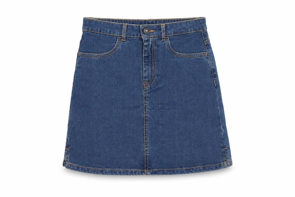 Premium Denim Womens Blue Cotton A-Line Skirt Size 28 in Button