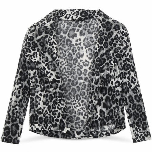 Izabel Womens Grey V-Neck Animal Print Polyester Cardigan Jumper Size S - Leopard Pattern