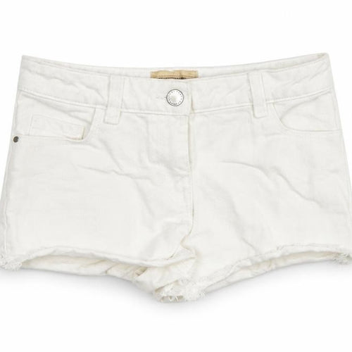 NEXT Girls White Cotton Cut-Off Shorts Size 7 Years Regular Buckle