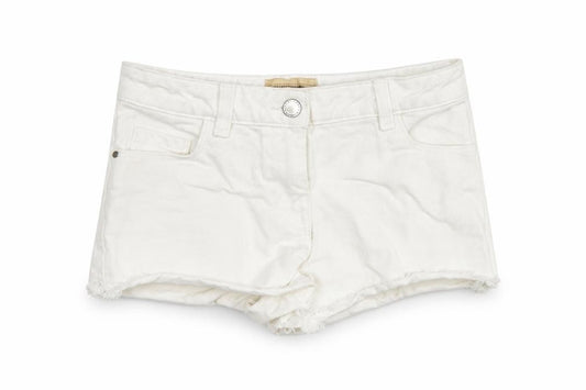 NEXT Girls White Cotton Cut-Off Shorts Size 7 Years Regular Buckle