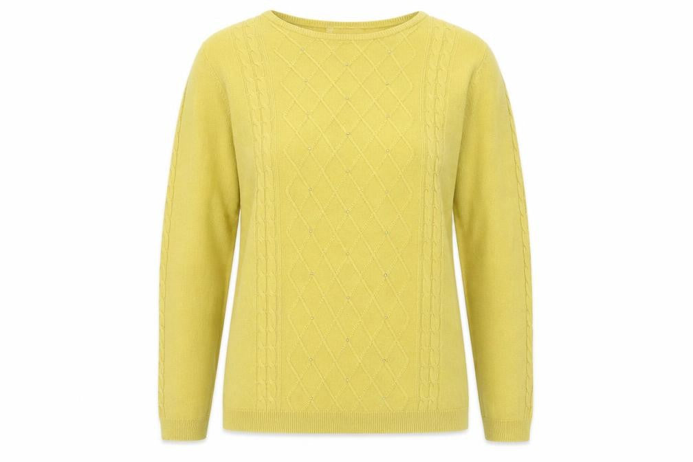 Anna Rose Womens Yellow Round Neck Acrylic Pullover Jumper Size XL