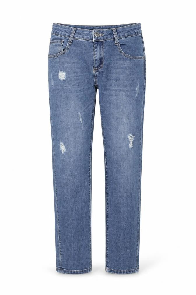 Dzire Womens Blue Cotton Straight Jeans Size L L29 in Regular Button