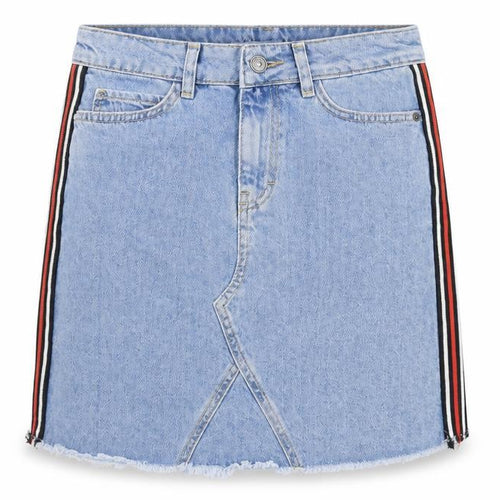 R Edition Womens Blue Cotton A-Line Skirt Size 8 Button
