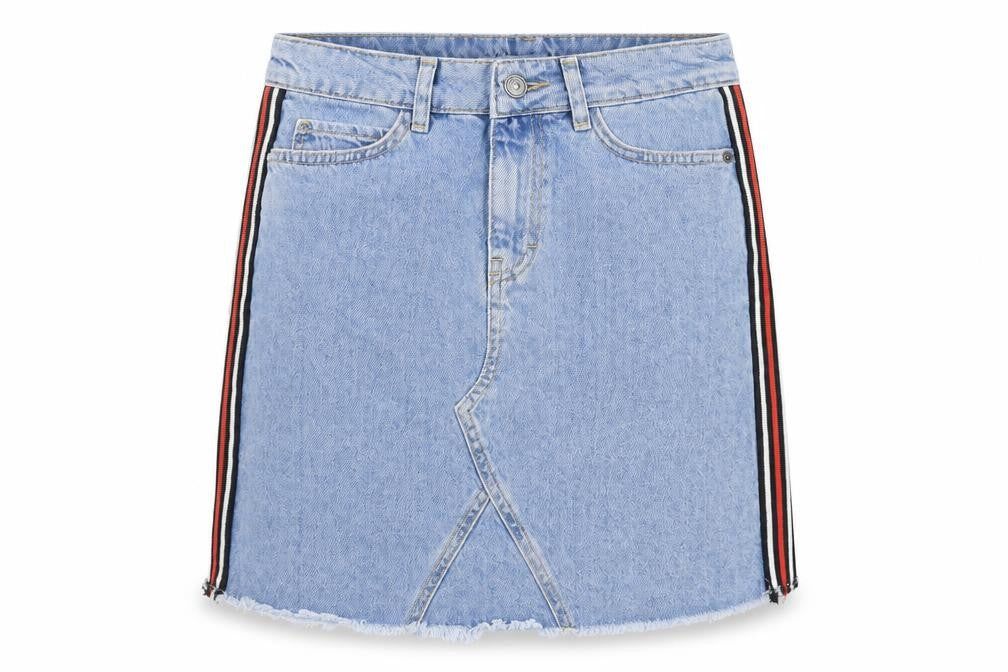 R Edition Womens Blue Cotton A-Line Skirt Size 8 Button
