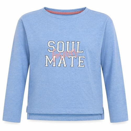 Lily&Dan Girls Blue Cotton Basic T-Shirt Size 9-10 Years Round Neck Pullover - Soul Mate Forever