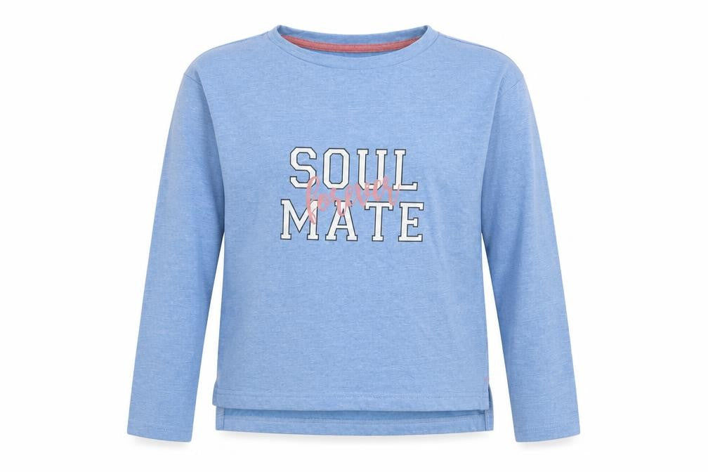 Lily&Dan Girls Blue Cotton Basic T-Shirt Size 9-10 Years Round Neck Pullover - Soul Mate Forever