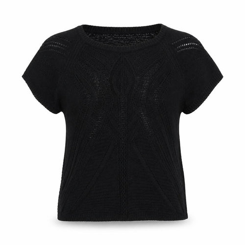 Cristina B Womens Black Round Neck Herringbone Acrylic Pullover Jumper Size 2XS
