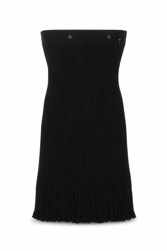 Front view of Marks & Spencer women’s black viscose bandage skirt, size UK 10