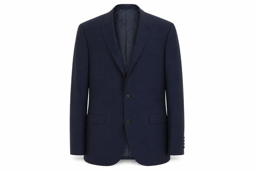 Front view of Next men’s blue polyester jacket suit jacket, size M, regular