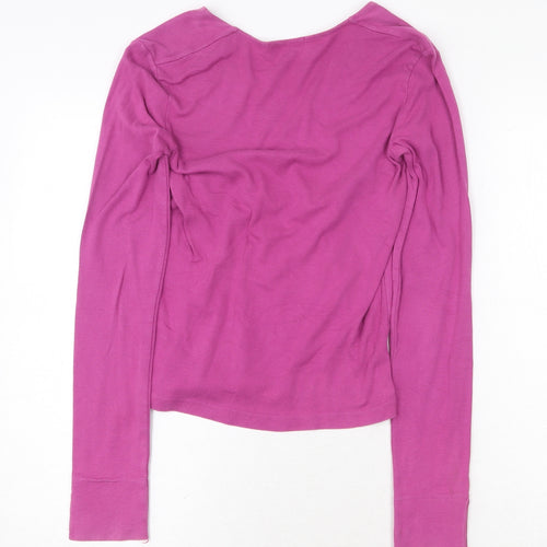 Sisley Womens Purple V-Neck Cotton Pullover Jumper Size M