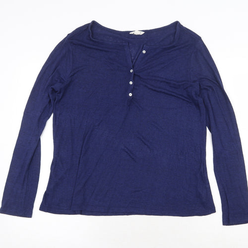 Springfield Womens Blue V-Neck Viscose Henley Jumper Size XL