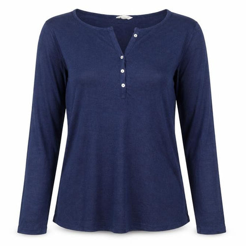 Springfield Womens Blue V-Neck Viscose Henley Jumper Size XL
