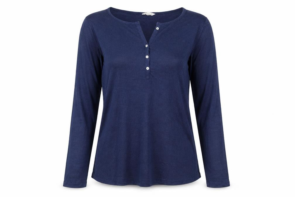 Springfield Womens Blue V-Neck Viscose Henley Jumper Size XL