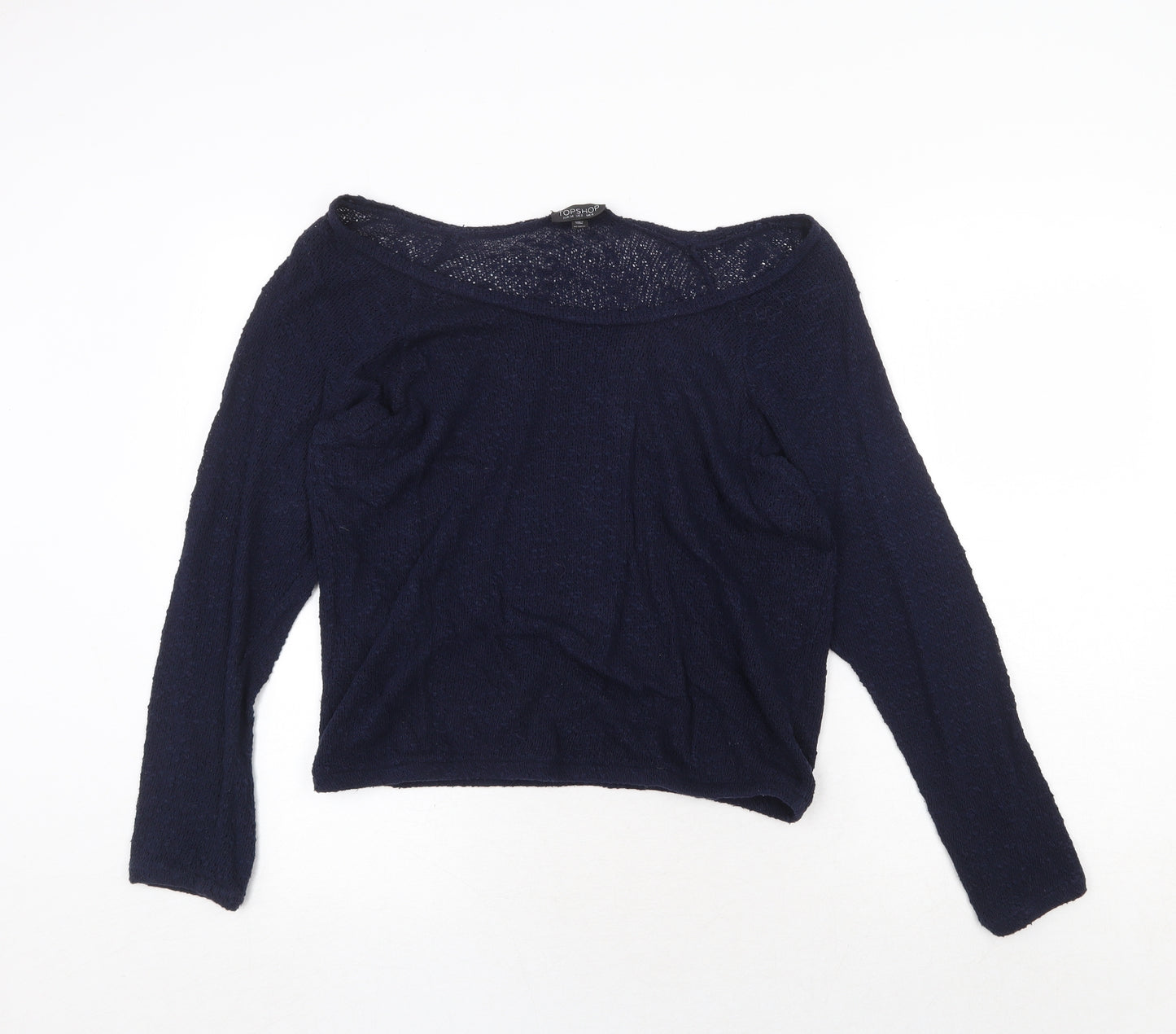 Topshop Womens Blue Boat Neck 100% Cotton Pullover Jumper Size 6