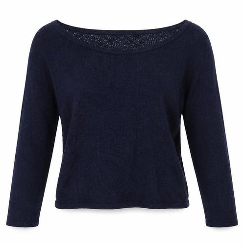 Topshop Womens Blue Boat Neck 100% Cotton Pullover Jumper Size 6