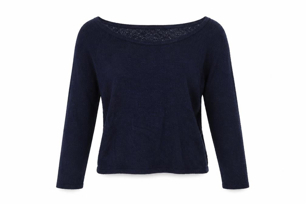 Topshop Womens Blue Boat Neck 100% Cotton Pullover Jumper Size 6
