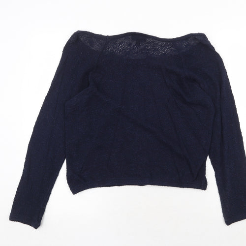 Topshop Womens Blue Boat Neck 100% Cotton Pullover Jumper Size 6