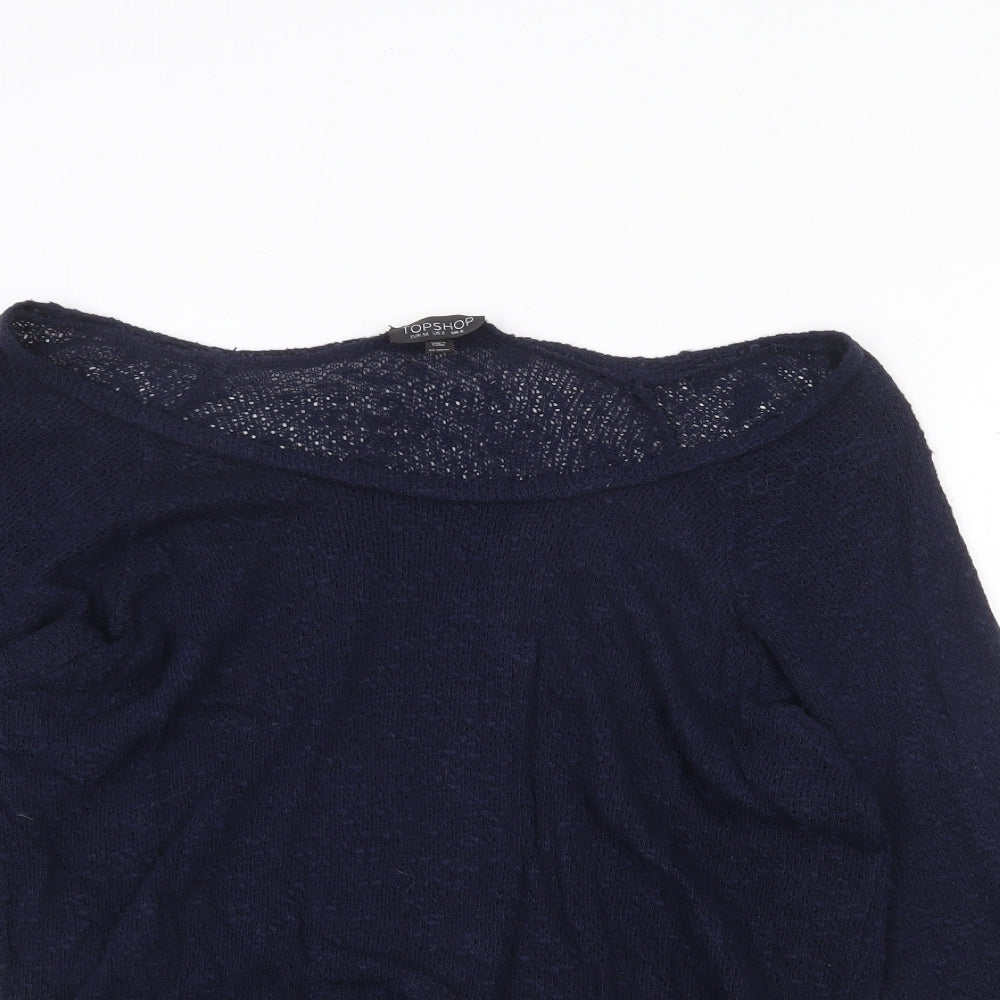 Topshop Womens Blue Boat Neck 100% Cotton Pullover Jumper Size 6