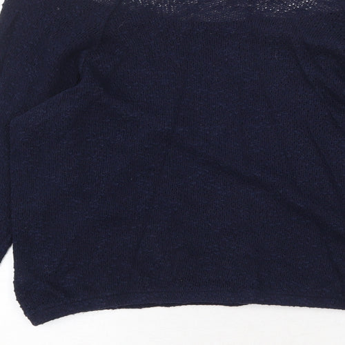 Topshop Womens Blue Boat Neck 100% Cotton Pullover Jumper Size 6